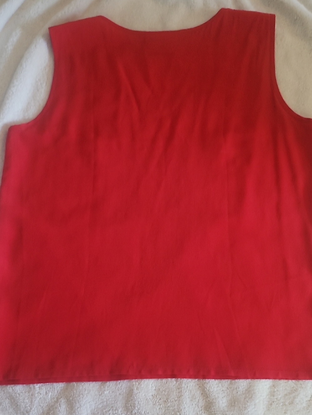 Akris Red Silk Boxy Shell Top 36 Relaxed Fit Sleeveless Blouse Pockets - Picture 3 of 6